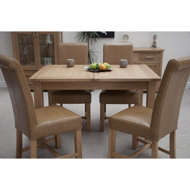 Opus Solid Oak Furniture Extending Dining Room Table & 4 Chairs
